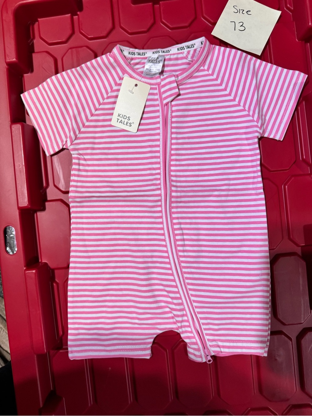 Kids Tales Pink Stripe Short-Sleeve Rashguard One-Piece